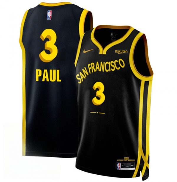 Men Golden State Warriors #3 Chris Paul Black 2023/24 City Edition Stitched Basketball Jersey