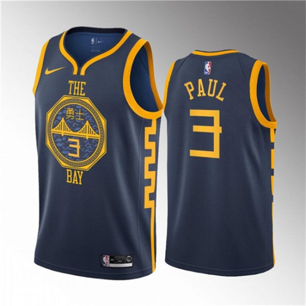 Men Golden State Warriors #3 Chris Paul Navy 2018/19 Swingman Stitched Basketball Jersey
