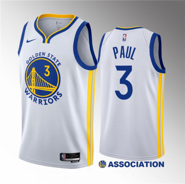 Men Golden State Warriors #3 Chris Paul White Association Edition Stitched Basketball Jersey