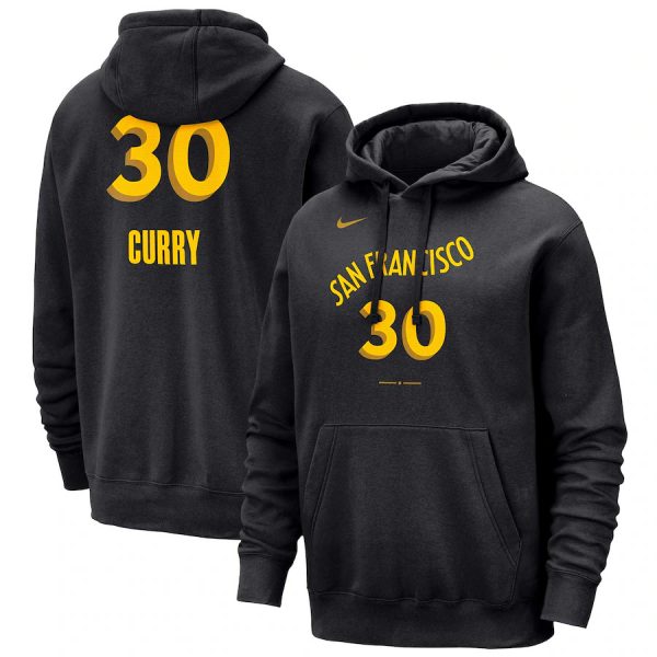 Men Golden State Warriors #30 Stephen Curry Black 2023/24 City Edition Name & Number Pullover Hoodie