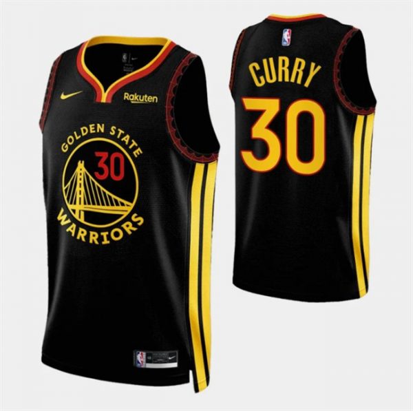 Men Golden State Warriors #30 Stephen Curry Black 2023/24 City Edition Stitched Basketball Jersey