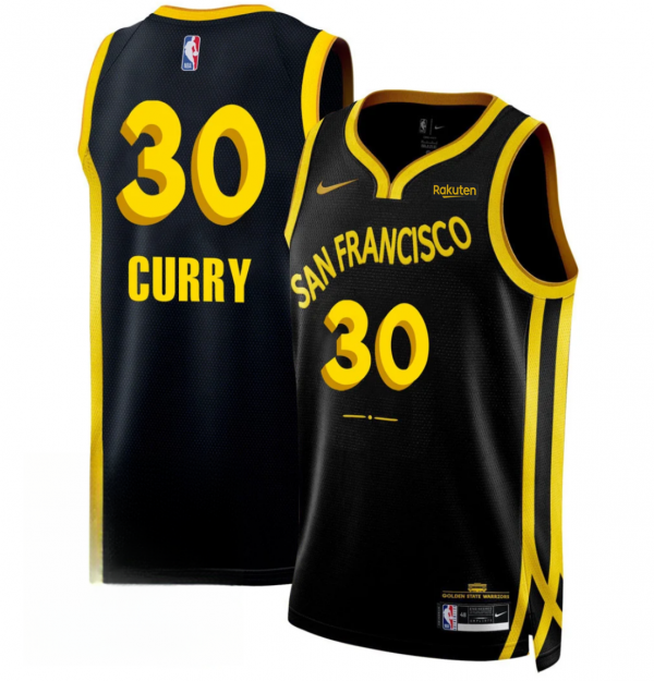 Men Golden State Warriors #30 Stephen Curry Black 2023/24 City Edition Stitched Basketball Jersey