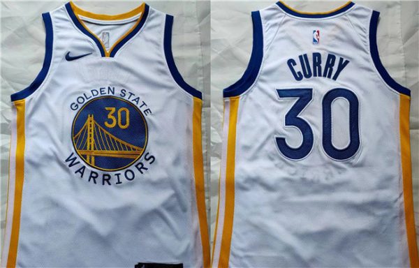 Men Golden State Warriors #30 Stephen Curry White Stitched Basketball Jersey