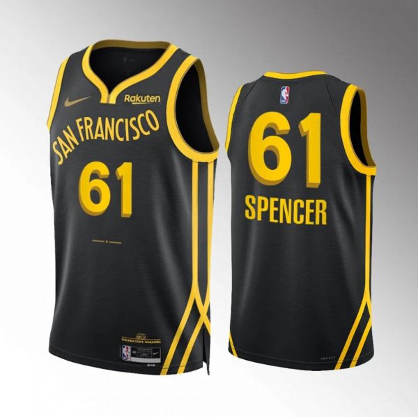 Men Golden State Warriors #61 Pat Spencer Black 2023/24 City Edition Stitched Basketball Jersey