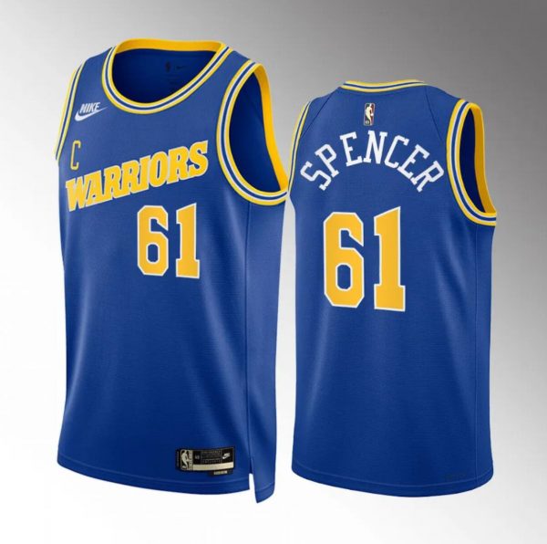 Men Golden State Warriors #61 Pat Spencer Blue Classic Edition Stitched Basketball Jersey
