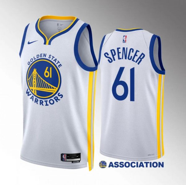 Men Golden State Warriors #61 Pat Spencer White Association Edition Stitched Basketball Jersey