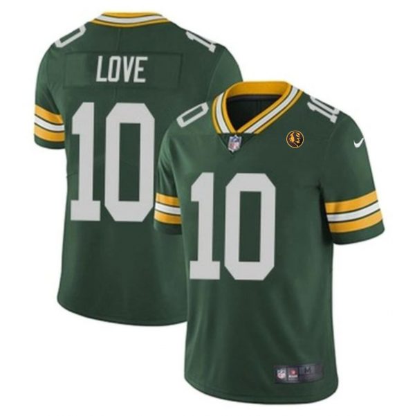 Men Green Bay Packers #10 Jordan Love Green Vapor Limited Throwback Stitched Football Jersey