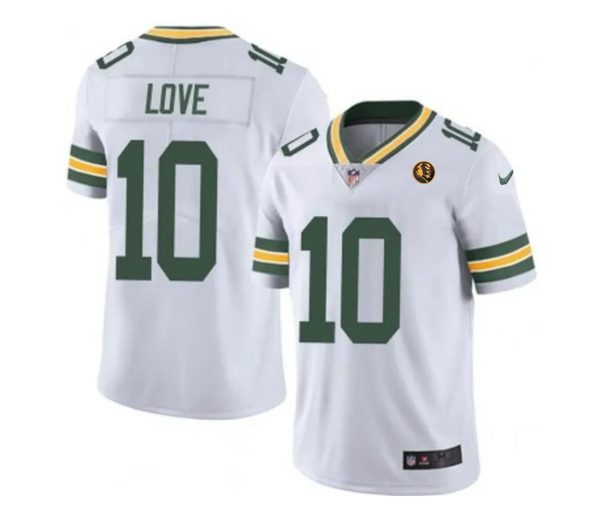 Men Green Bay Packers #10 Jordan Love White Vapor Limited Throwback Stitched Football Jersey