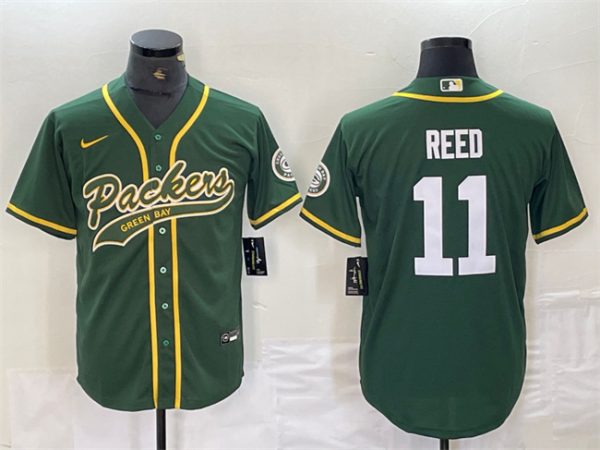 Men Green Bay Packers #11 Jayden Reed Green Cool Base Stitched Baseball Jersey