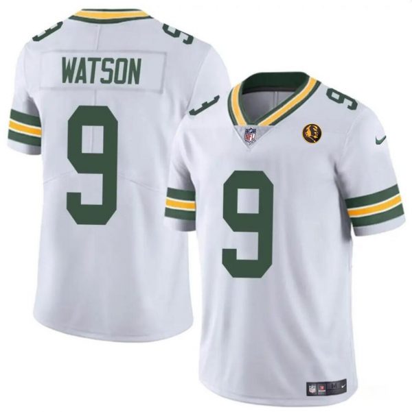 Men Green Bay Packers #9 Christian Watson White Vapor Limited Throwback Stitched Football Jersey