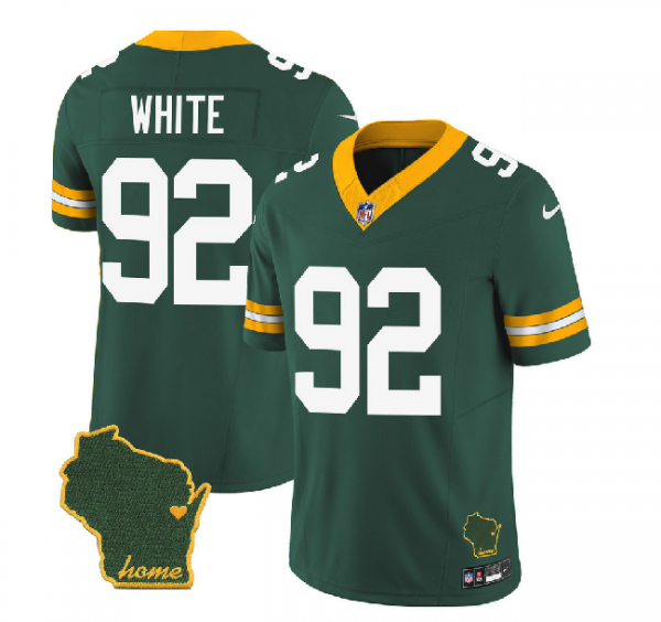 Men Green Bay Packers #92 Reggie White Green Home Patch Vapor Untouchable Limited Stitched Jersey
