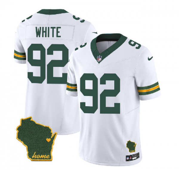 Men Green Bay Packers #92 Reggie White White Home Patch Vapor Untouchable Limited Stitched Jersey