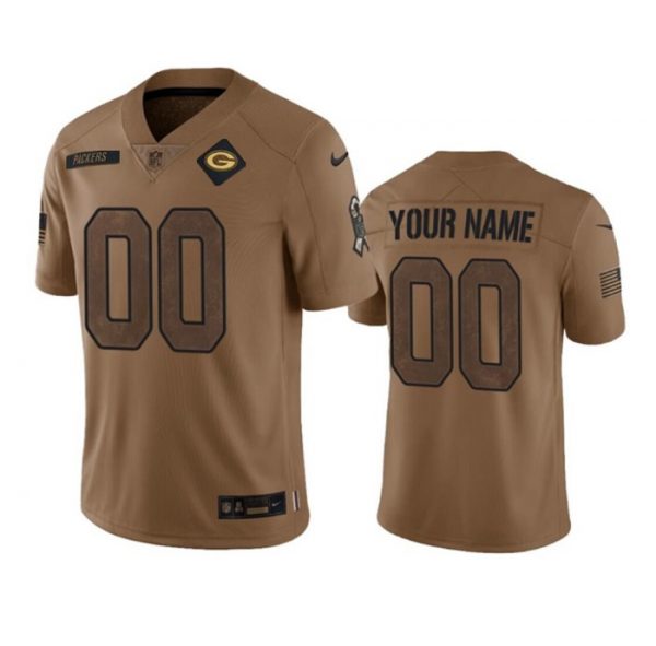 Green Bay Packers Active Player Custom Brown 2023 Salute To Service Limited Stitched Jersey