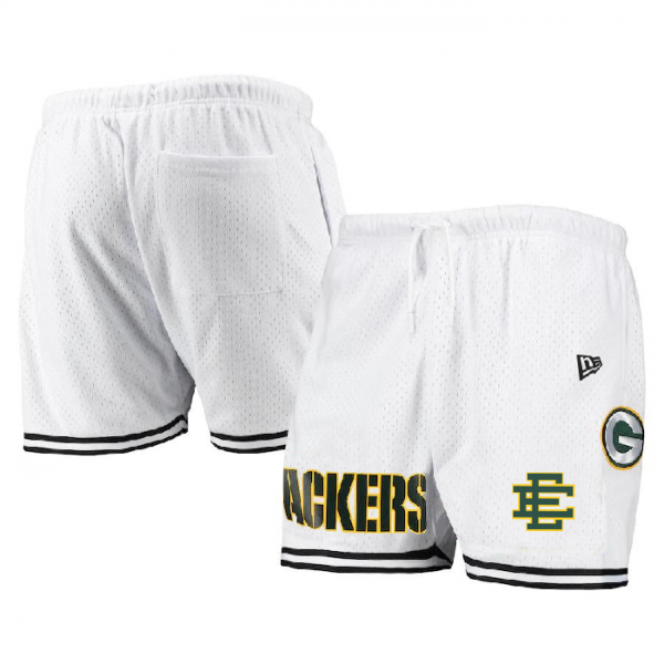 Men Green Bay Packers Pro White/Green Shorts 001