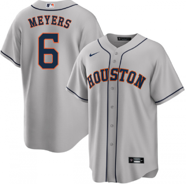 Men Houston Astros #6 Jake Meyers Grey Cool Base Stitched Baseball Jersey