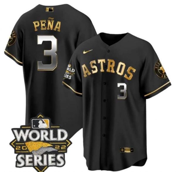 Houston Astros Active Player Custom Black Gold 2022 World Series Stitched Baseball Jersey