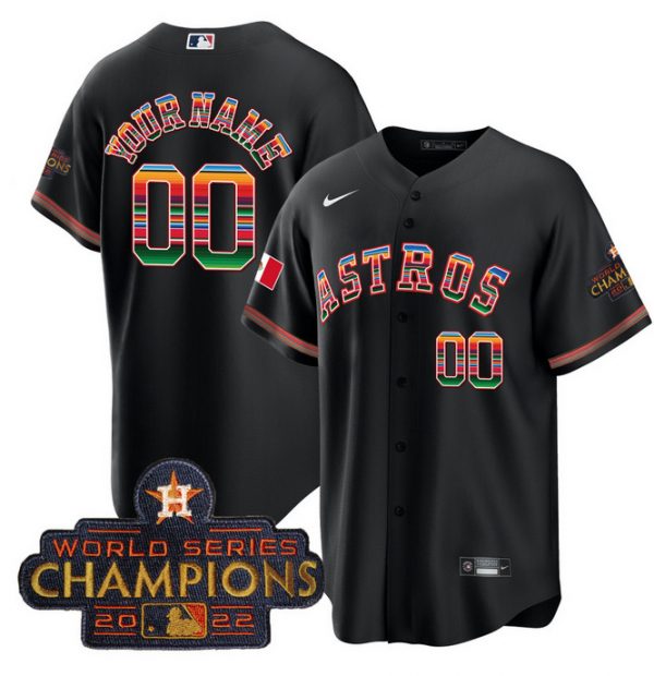 Houston Astros Active Player Custom Black Mexico With World Serise Champions Patch Cool Base Stitched Baseball Jersey