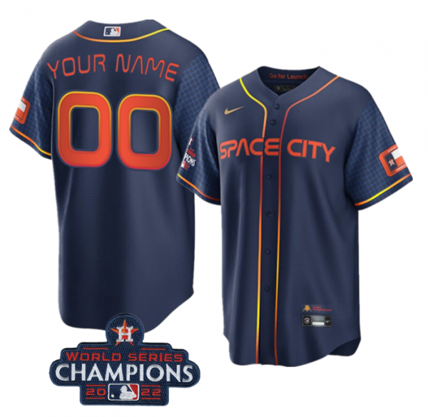 Houston Astros Active Player Custom Navy 2022 World Series Champions City Connect Cool Base Stitched Baseball Jersey