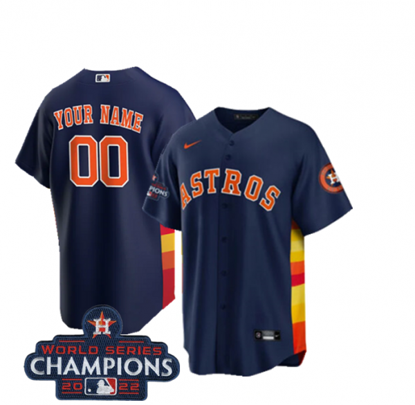 Houston Astros Active Player Custom Navy 2022 World Series Champions Cool Base Stitched Baseball Jersey