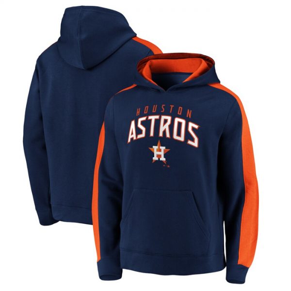 Men Houston Astros Navy Game Time Arch Pullover Hoodie Pullover Hoodie