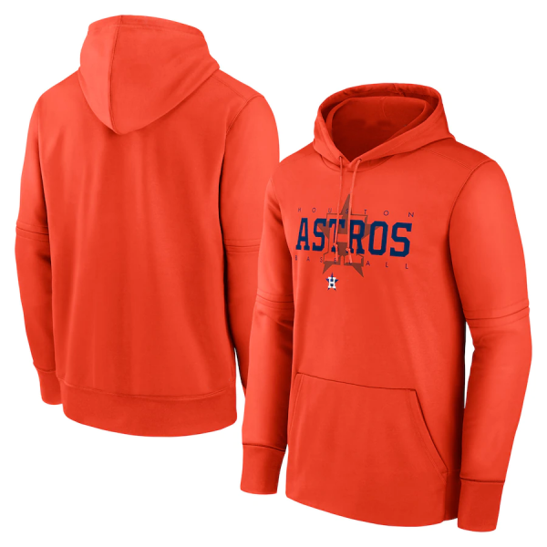 Men Houston Astros Orange Pregame Performance Pullover Hoodie