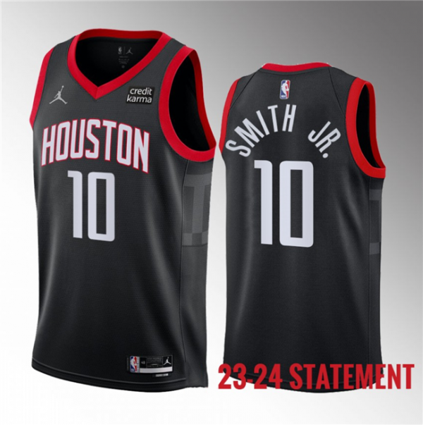 Men Houston Rockets #10 Jabari Smith Jr. Black 2023 Statement Edition Stitched Basketball Jersey