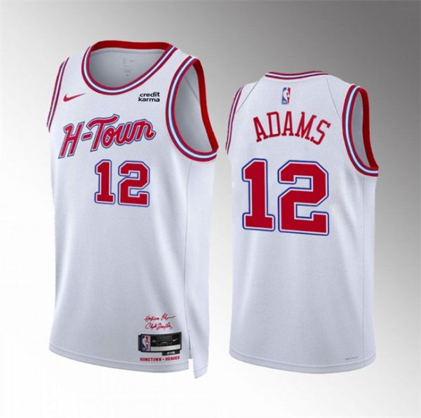 Men Houston Rockets #12 Steven Adams White 2023/24 City Edition Stitched Jersey