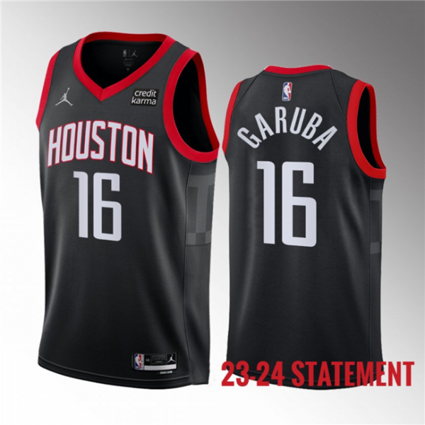 Men Houston Rockets #16 Usman Garuba Black 2023 Statement Edition Stitched Basketball Jersey