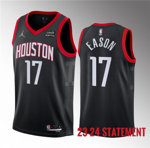 Men Houston Rockets #17 Tari Eason Black 2023 Statement Edition Stitched Basketball Jersey