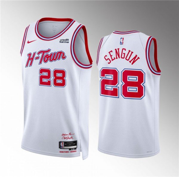 Men Houston Rockets #28 Alperen Sengun White 2023/24 City Edition Stitched Jersey