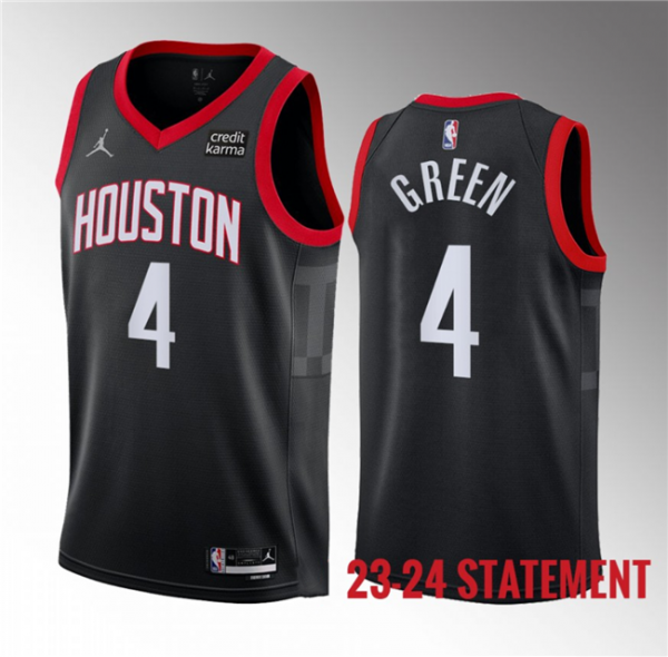 Men Houston Rockets #4 Jalen Green Black 2023 Statement Edition Stitched Basketball Jersey