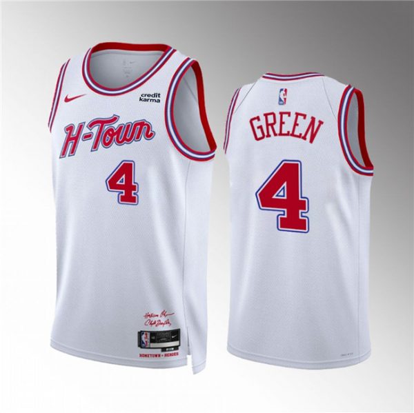 Men Houston Rockets #4 Jalen Green White 2023/24 City Edition Stitched Jersey