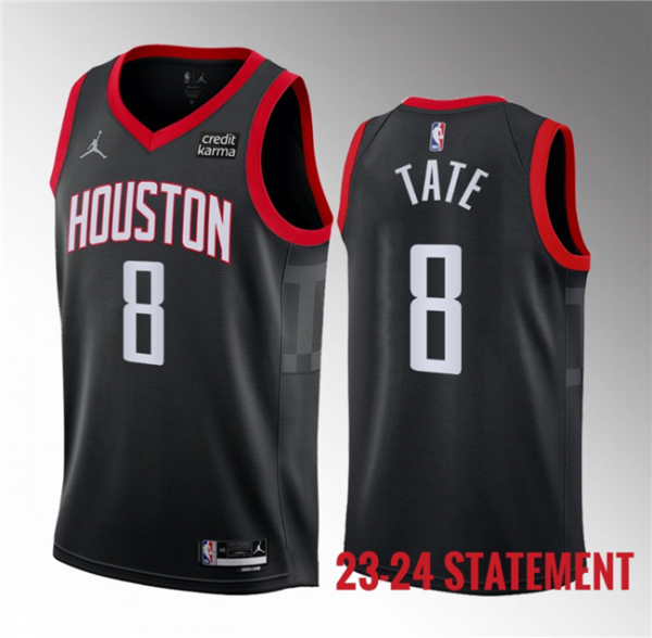 Men Houston Rockets #8 Jae'Sean Tate Black 2023 Statement Edition Stitched Basketball Jersey
