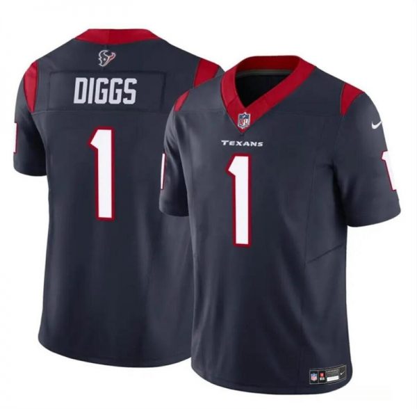 Men Houston Texans #1 Stefon Diggs Navy 2024 F.U.S.E Vapor Untouchable Stitched Football Jersey