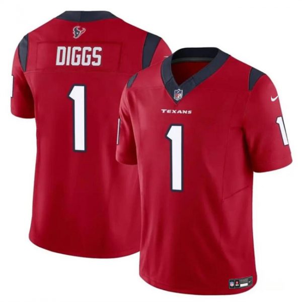 Men Houston Texans #1 Stefon Diggs Red 2024 F.U.S.E Vapor Untouchable Stitched Football Jersey