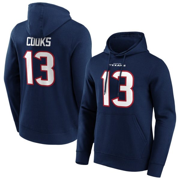 Men Houston Texans #13 Brandin Cooks Navy Hoodie