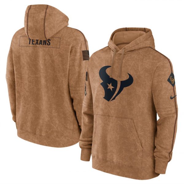 Men Houston Texans 2023 Brown Salute to Service Pullover Hoodie