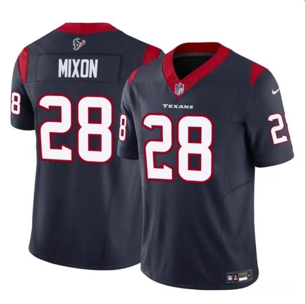 Men Houston Texans #28 Joe Mixon Navy 2024 F.U.S.E Vapor Untouchable Stitched Football Jersey