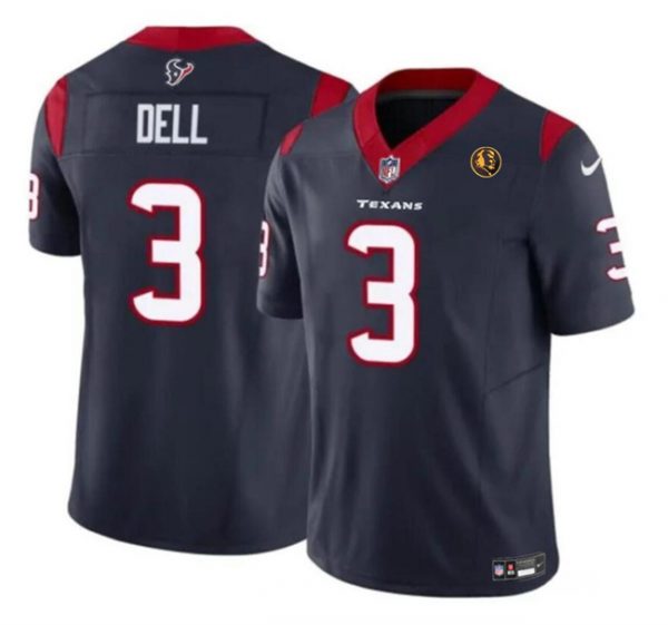Men Houston Texans #3 Tank Dell Navy 2023 F.U.S.E. With John Madden Patch Vapor Limited Stitched Football Jersey
