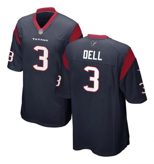 Men Houston Texans #3 Tank Dell Navy Stitched Game Football Jersey
