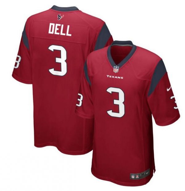 Men Houston Texans #3 Tank Dell Red Stitched Game Football Jersey