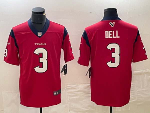 Men Houston Texans #3 Tank Dell Red Vapor Untouchable Stitched Football Jersey