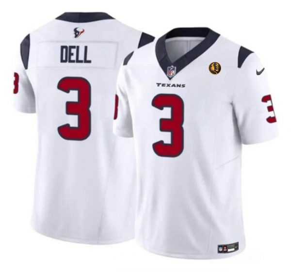 Men Houston Texans #3 Tank Dell White 2023 F.U.S.E. With John Madden Patch Vapor Limited Stitched Football Jersey