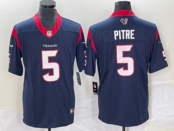 Men Houston Texans #5 Jalen Pitre Navy Vapor Untouchable Limited Stitched Jersey