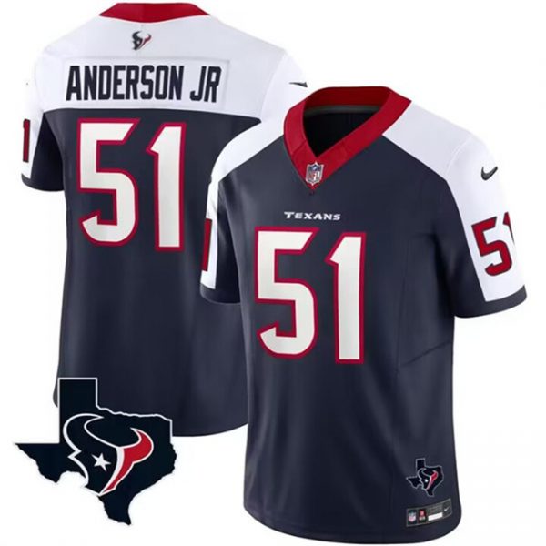 Men Houston Texans #51 Will Anderson Jr. White/Navy 2023 F.U.S.E. Vapor Untouchable Limited Stitched Football Jersey