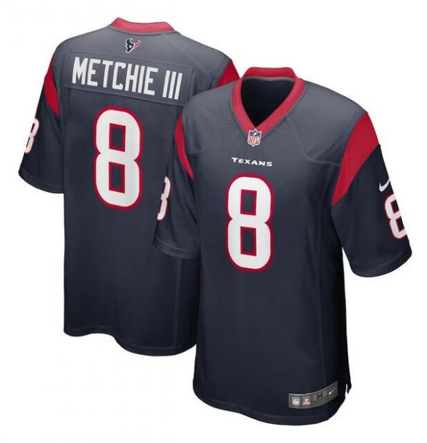 Men Houston Texans #8 John Metchie III Navy Stitched Game Football Jersey