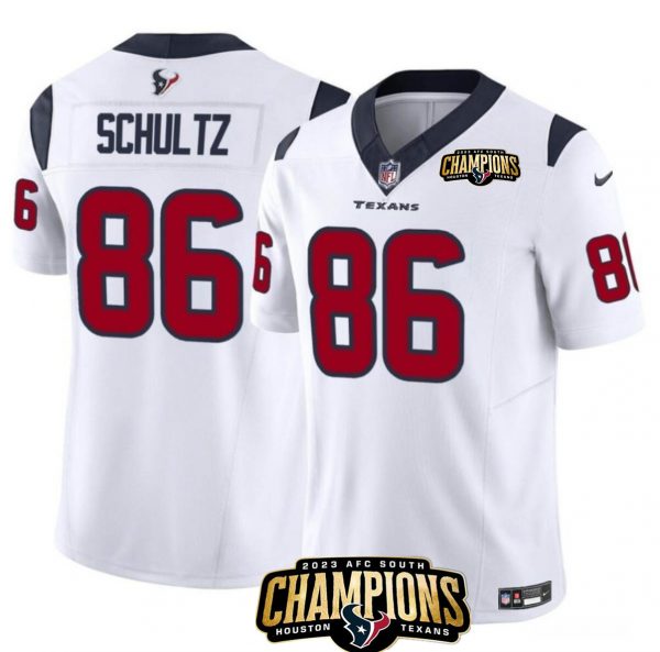Men Houston Texans #86 Dalton Schultz White 2023 F.U.S.E. AFC South Champions Patch Vapor Untouchable Limited Stitched Football Jersey