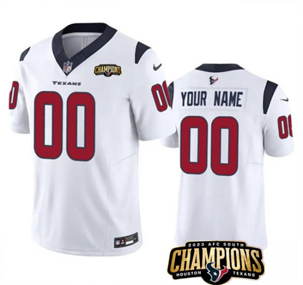 Houston Texans Active Player Custom White 2023 F.U.S.E. AFC South Champions Patch Vapor Limited Stitched Football Jersey