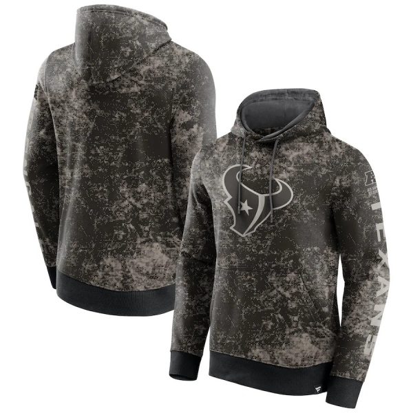 Men Houston Texans Black/Gray Blackout Tonal Pullover Hoodie