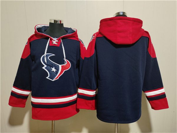 Men Houston Texans Blank Navy Ageless Must-Have Lace-Up Pullover Hoodie